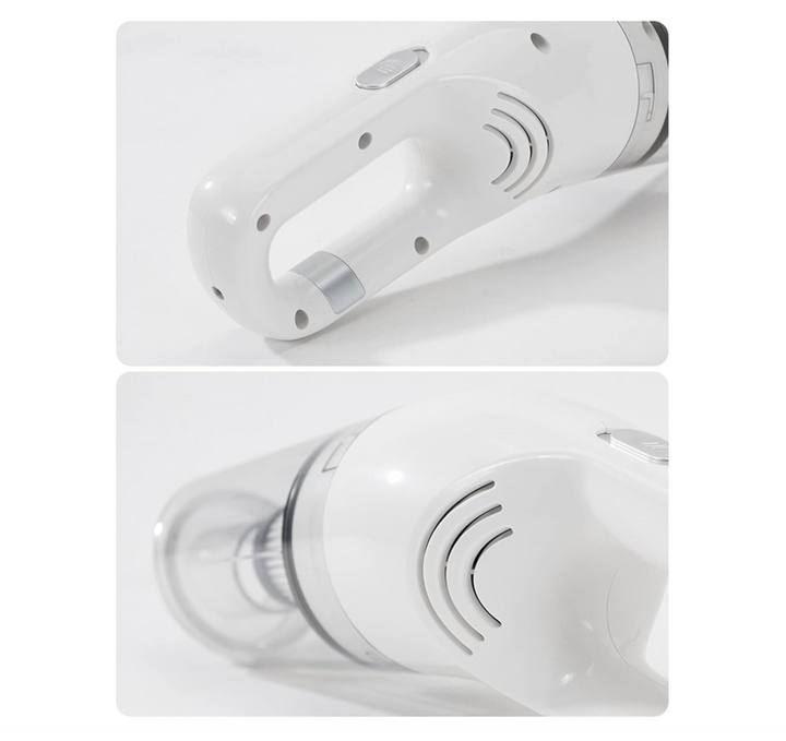 Detail of cordless pet hair vacuum's powerful suction mouth, for sofa and carpet