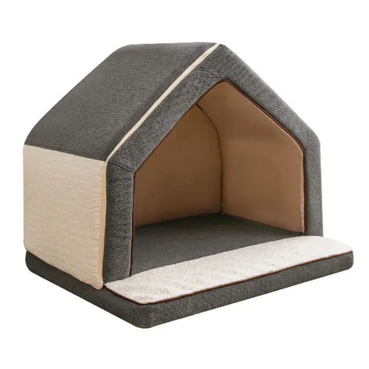 Modern grey calming dog & cat cave bed, stylish, comfortable and scratch-resistant