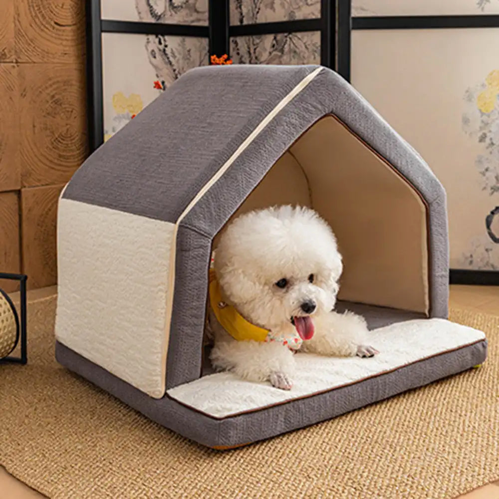 Deep sleep cozy pet cave bed, calming comfort for small dogs & cats, easy clean