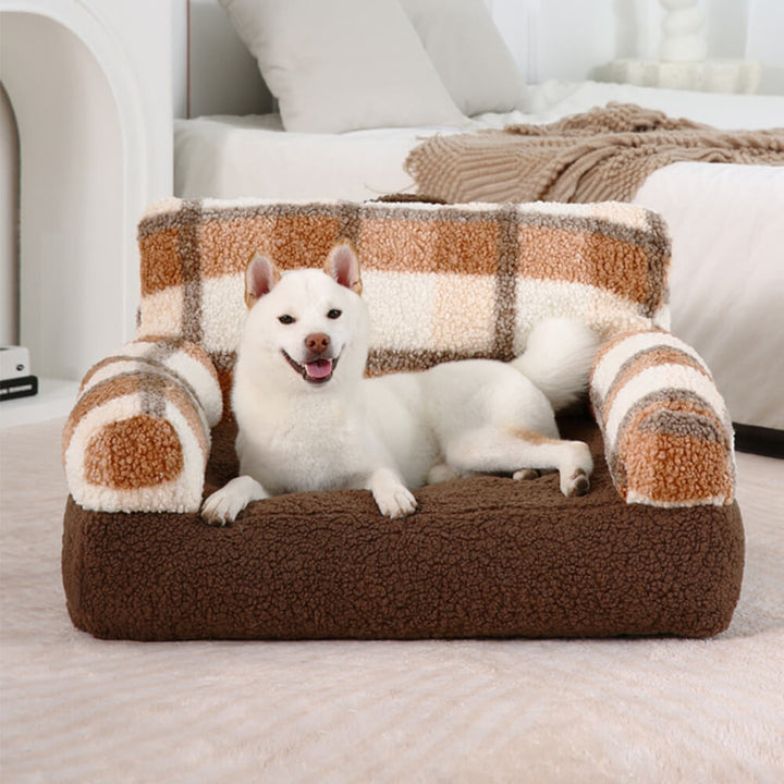 Empty plush pet bed, ready for a small dog or cat to enjoy its calming comfort