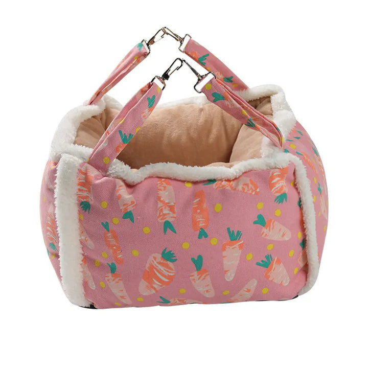 Relaxing cat bed with a washable design and a charming patterned exterior, perfect for naps.