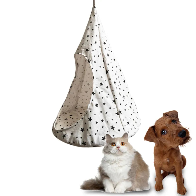 Pet house cat bed, featuring a cozy tent design for ultimate feline comfort.