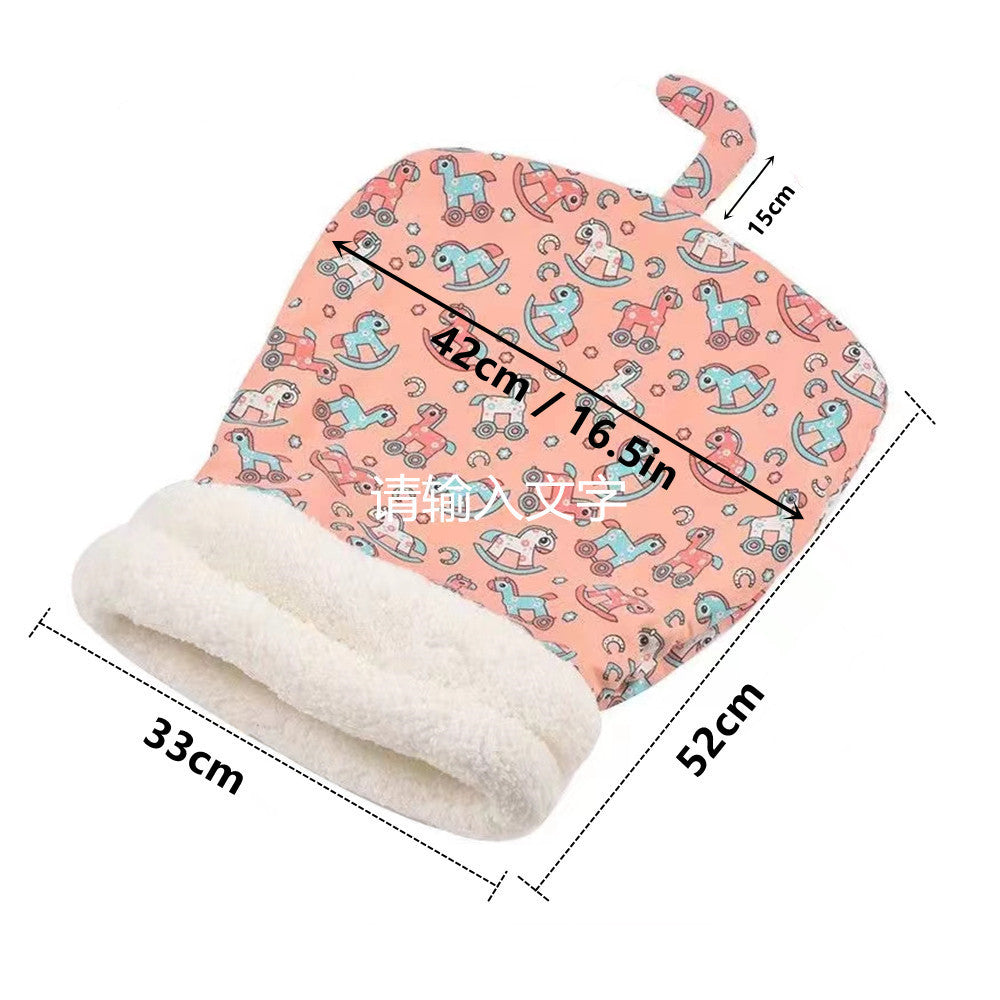 Cute cat sleeping bag bed, secure and cozy pet cave for deep sleep, gray color.