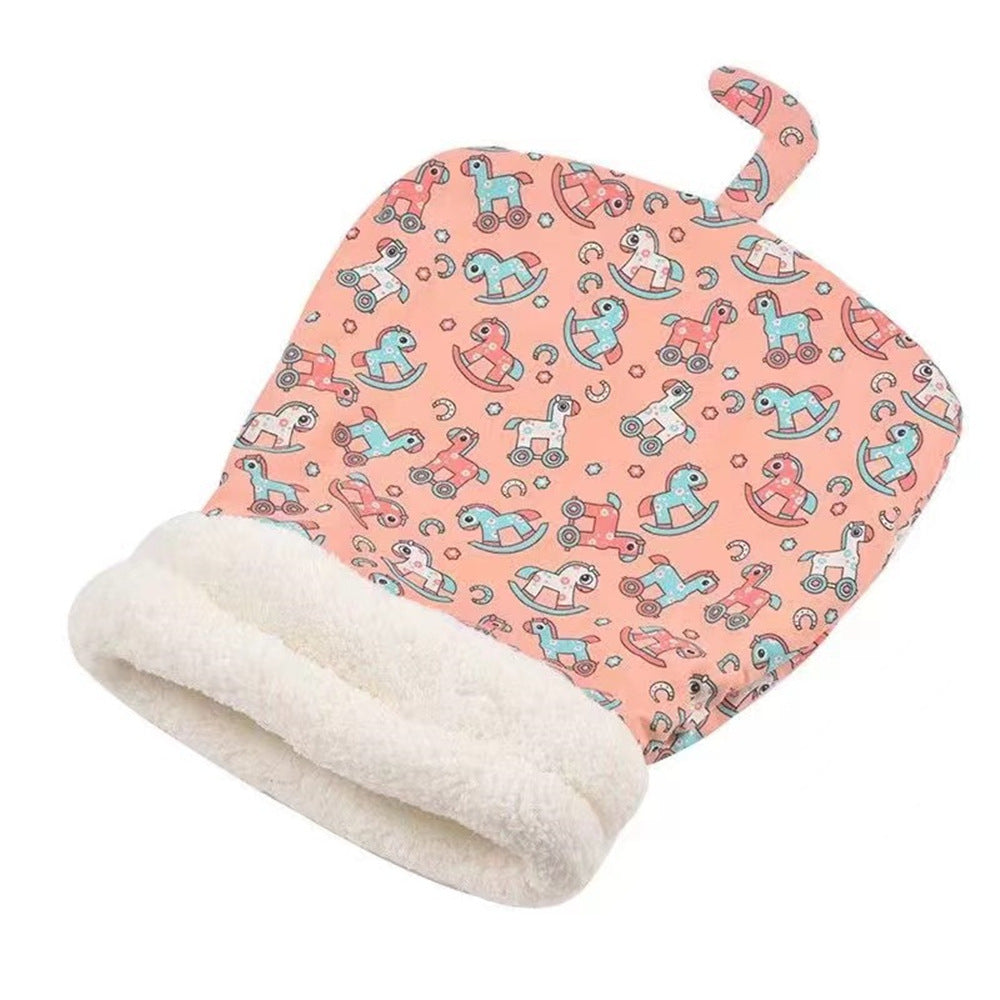 Fluffy cat sleeping bag pet bed, machine washable, perfect for adult cats and kittens.