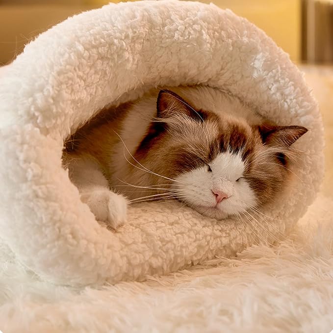 Unisex cat bed sleeping bag, plush pet cavern for ultimate cat comfort, washable animal house supplies