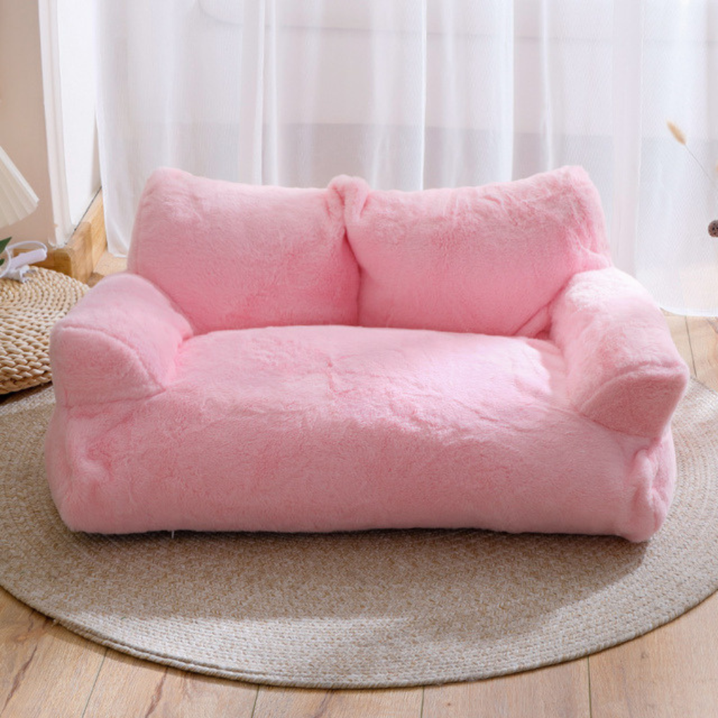 Close-up of a luxurious cat lounge with soft cushioning and non-slip base, perfect pet furniture for cats.