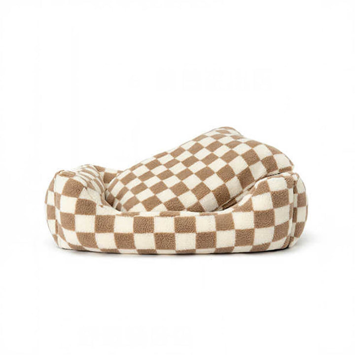 Checkerboard dog and cat sofa bed, soft and supportive pet furniture, with a removable wash cover