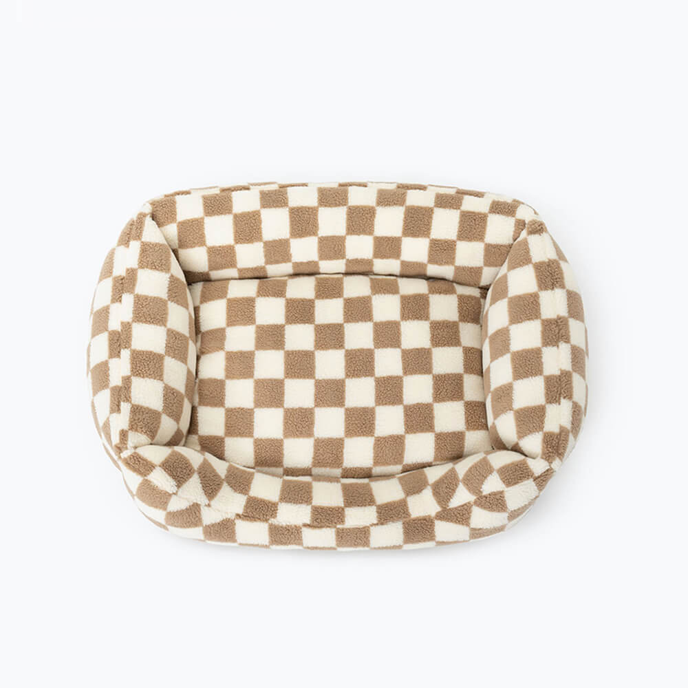Comfortable checkerboard pet bed, provides warmth for pets, a luxury washable option for dogs & cats