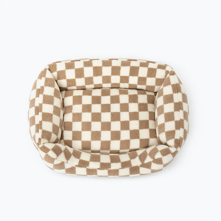 Comfortable checkerboard pet bed, provides warmth for pets, a luxury washable option for dogs & cats