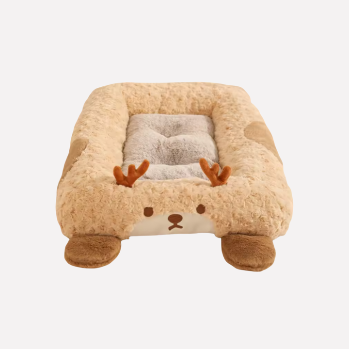 Washable curled pet bed, unisex design for dogs and cats, plush sleeping mat, durable and cozy