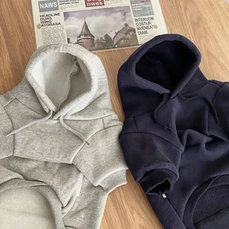 Plush dog clothes: a cozy pet sweater in a hoodie style, ideal for autumn warmth.