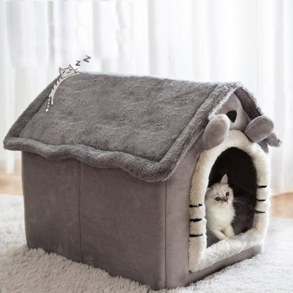 Washable cat bed, an enclosed pet hideaway perfect for small dogs or cats seeking comfort.