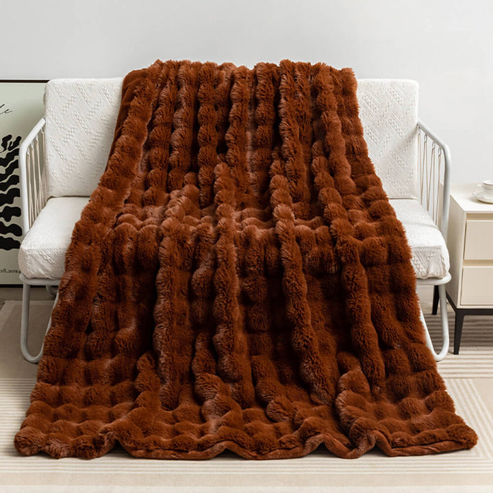 Premium faux fur bubble blanket and matching pillowcase for a stylish and cozy home