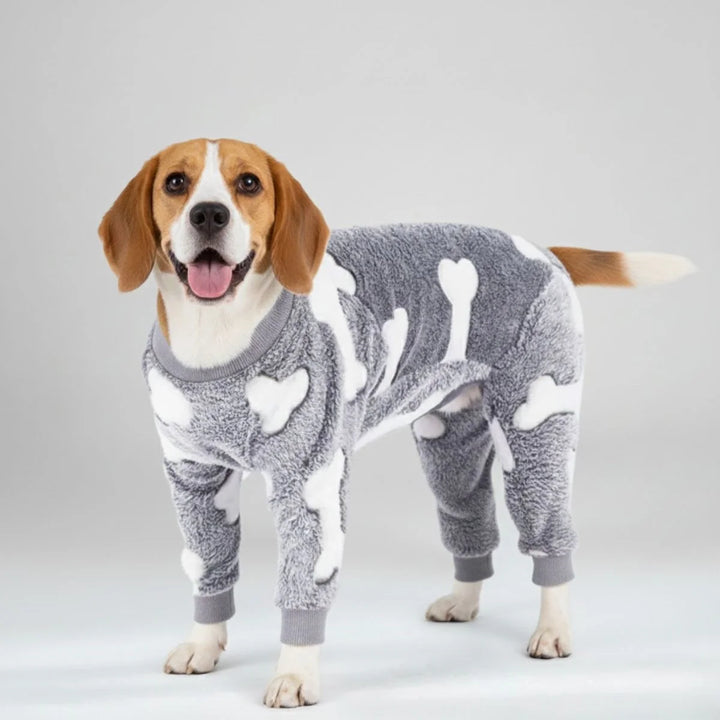 Soft pet apparel: flannel pajamas with moon and stars for dog comfort