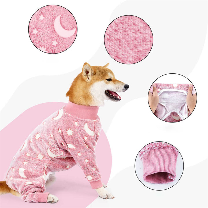 Small dog moon & stars flannel sleepwear, perfect for cozy nights