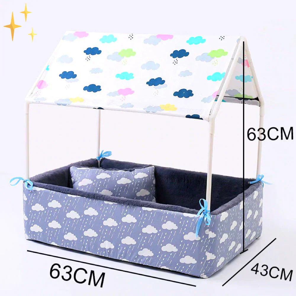 Comfortable pet house bed, fleece-lined with a roof, suitable for both dogs and cats, washable