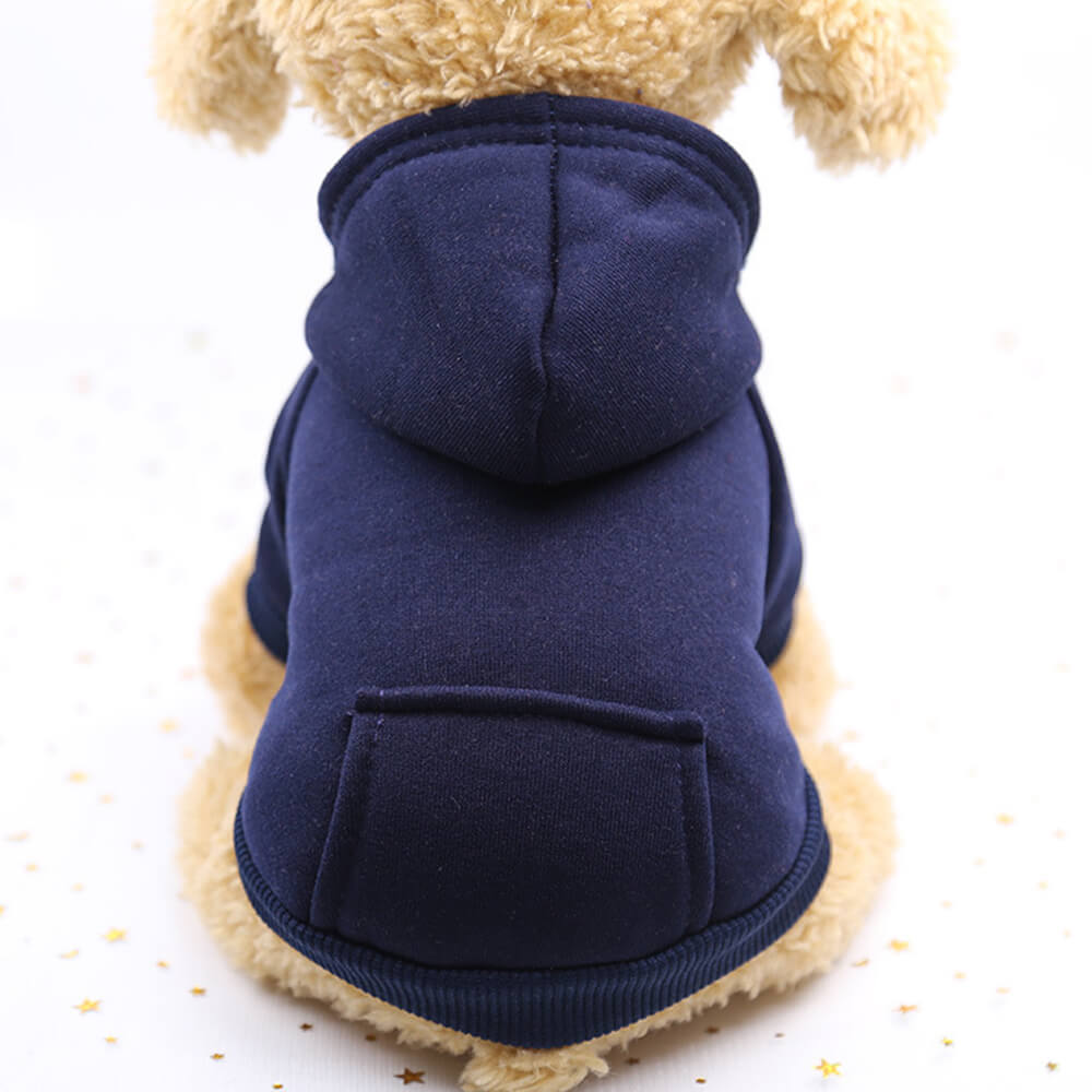 Comfortable brown dog hoodie sweatshirt with pocket, great for outdoor walks in winter.