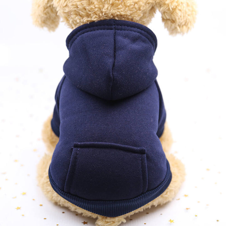 Comfortable brown dog hoodie sweatshirt with pocket, great for outdoor walks in winter.