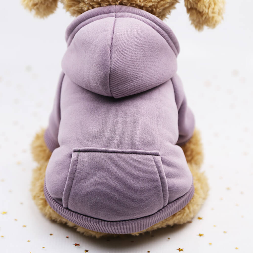 White dog hoodie sweatshirt with pocket, a classic design for stylish pet clothing.