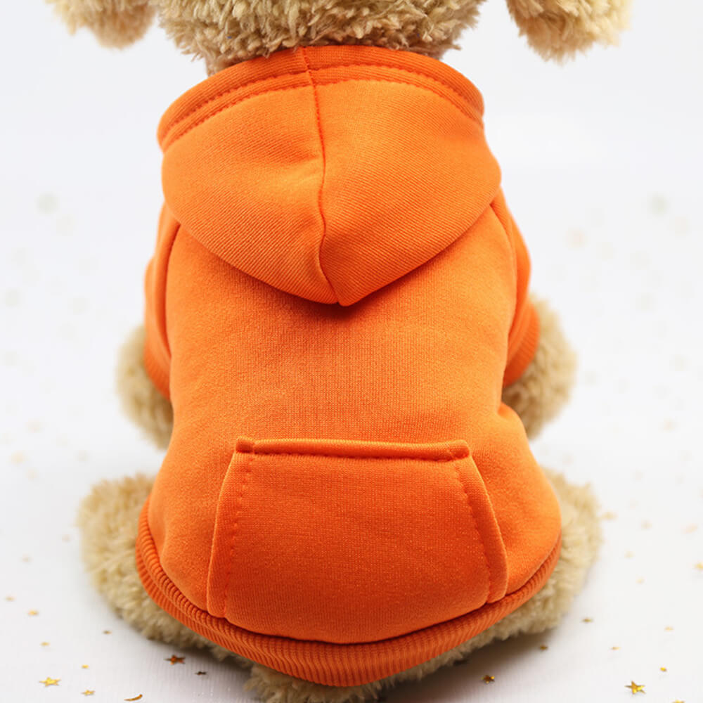 Pet dog hoodie sweatshirt with pocket in a minimalist design, warm and cozy winter apparel.