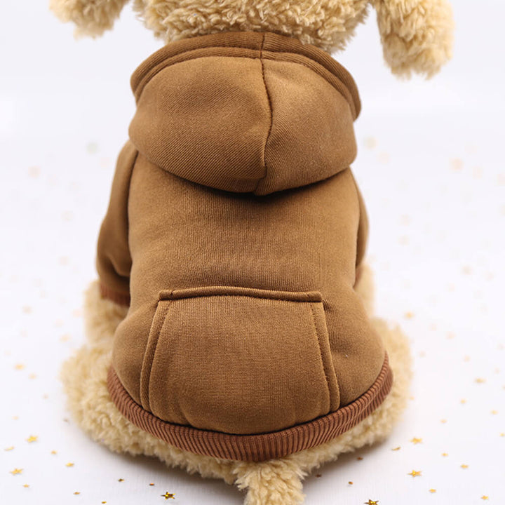Collection of various colored pet dog hoodie sweatshirts with pockets, essential dog apparel.