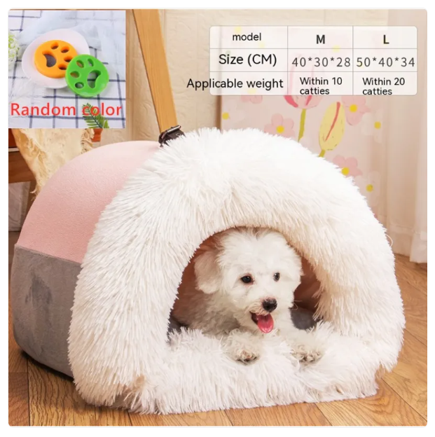 Warm pet bed for small dogs and cats, a cozy cave design offering ultimate animal relaxation