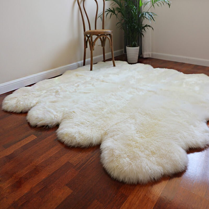 Inviting long pile faux fur bedroom rug, offering warmth and a plush underfoot experience