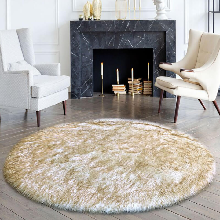 Warm and soft long pile faux sheepskin rug, an inviting addition to cozy home decor
