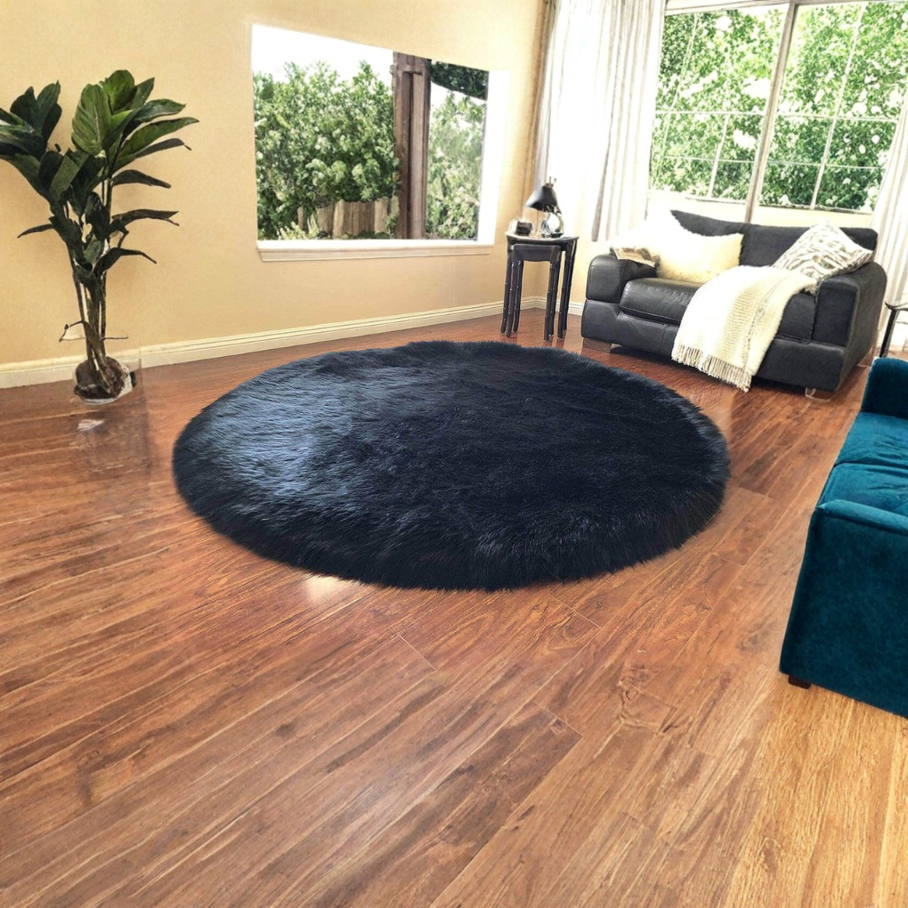 Unisex white long pile faux fur area rug, perfect for adding texture and comfort