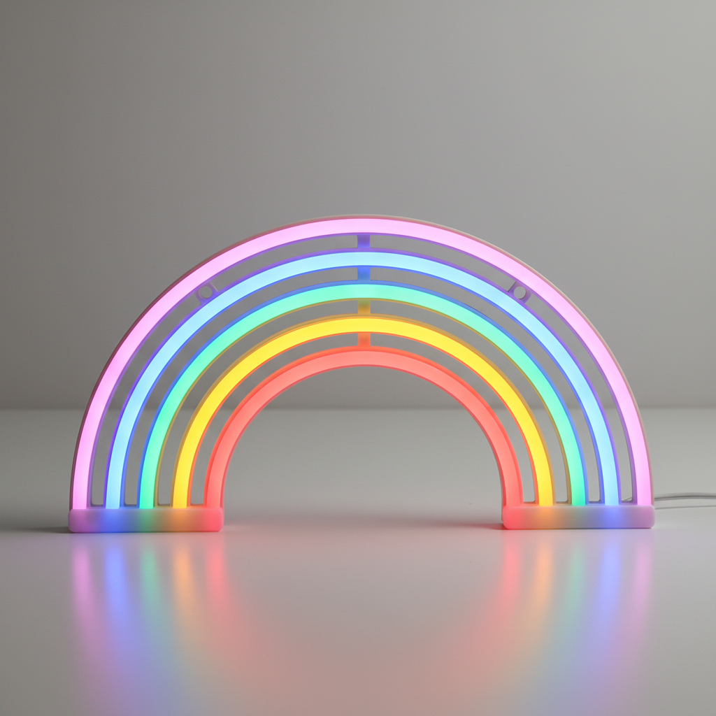 Vibrant LED rainbow lamp, USB or battery powered. Perfect mood lamp for kids room decor & decorative light.
