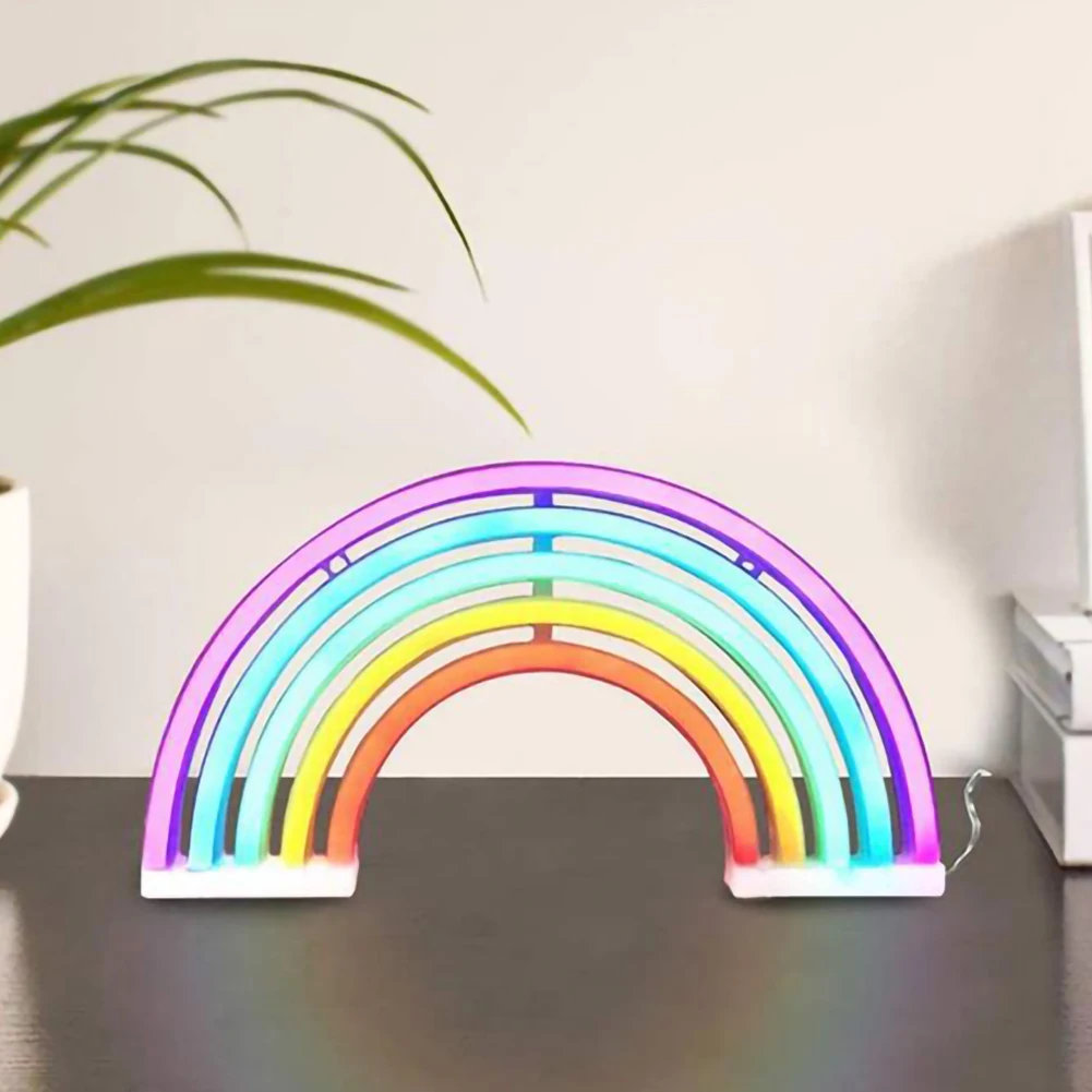 Cheerful LED rainbow night light for kids rooms & nurseries. Provides a soothing, colorful glow & relaxing ambiance.