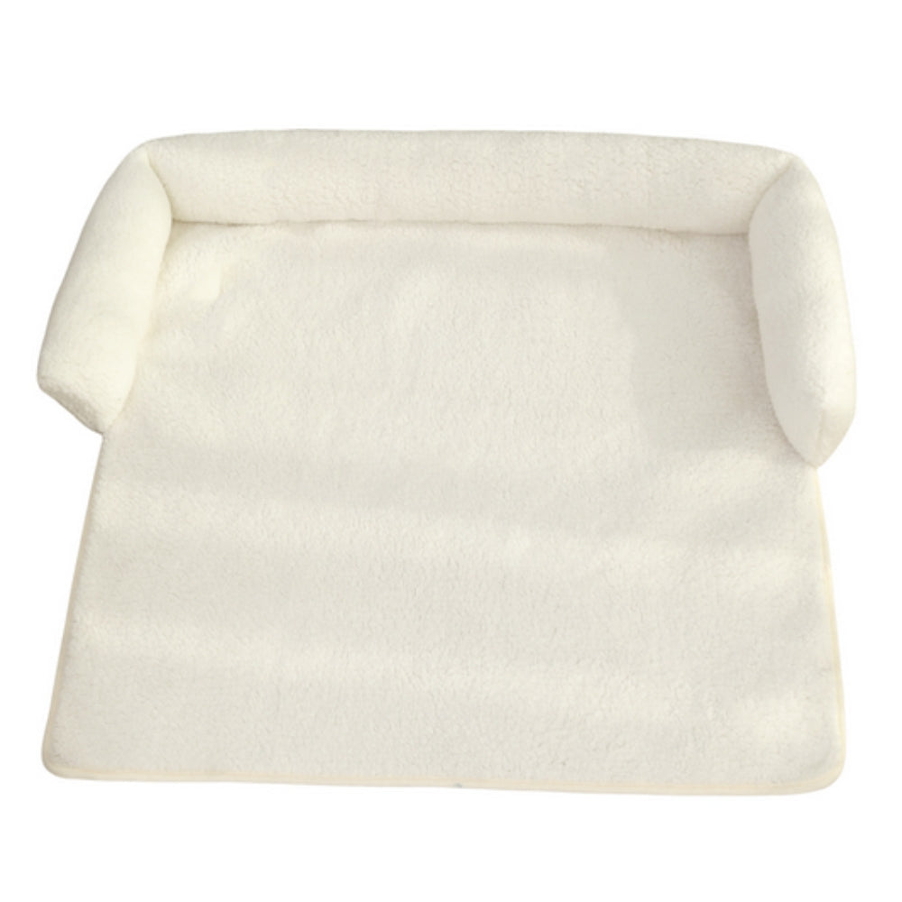 Soft pet blanket with supportive neck pillow, ideal for dogs & cats. Non-slip design for secure lounging anywhere.