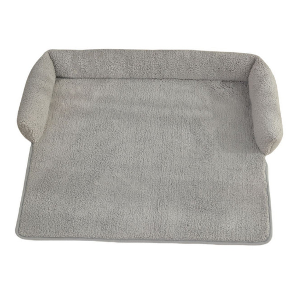 Comfortable pet bed featuring a non-slip base & built-in neck pillow. Provides cozy support for restful sleep.