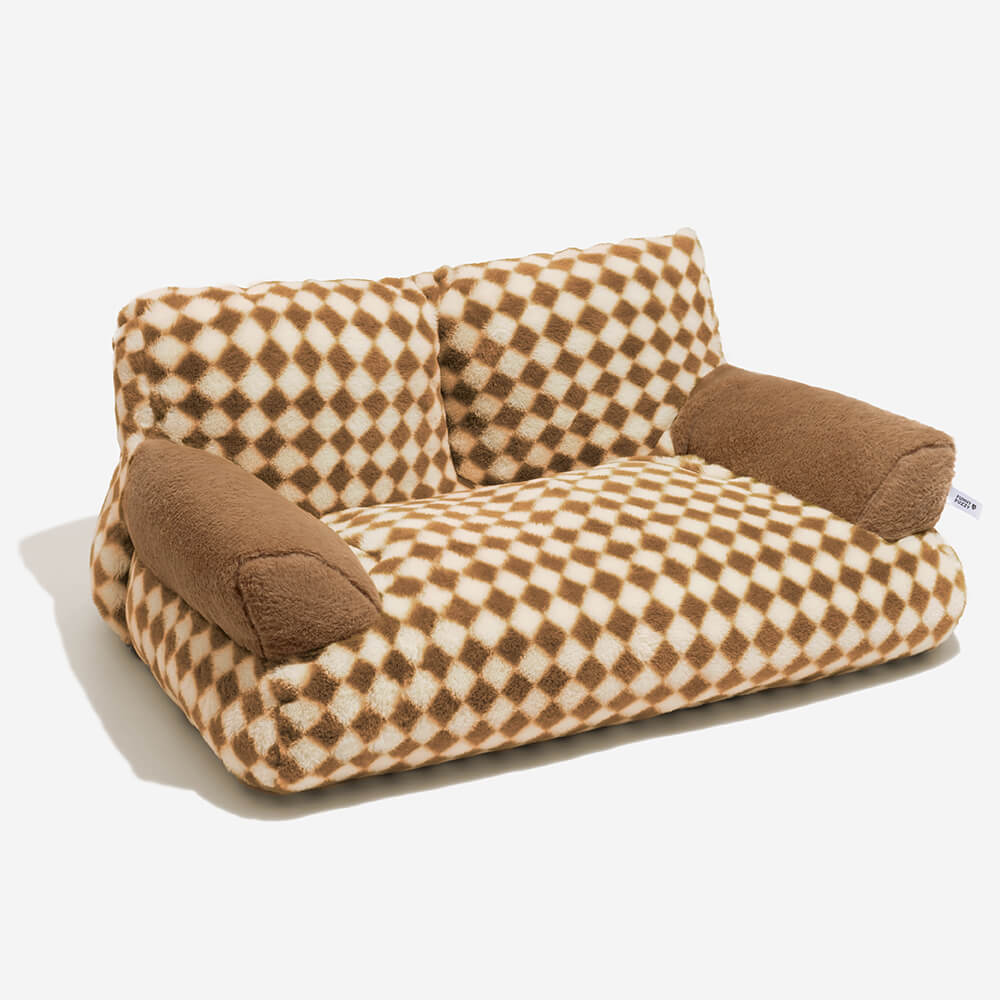 Elegant diamond pattern pet sofa, a plush retreat for your small dog or cat