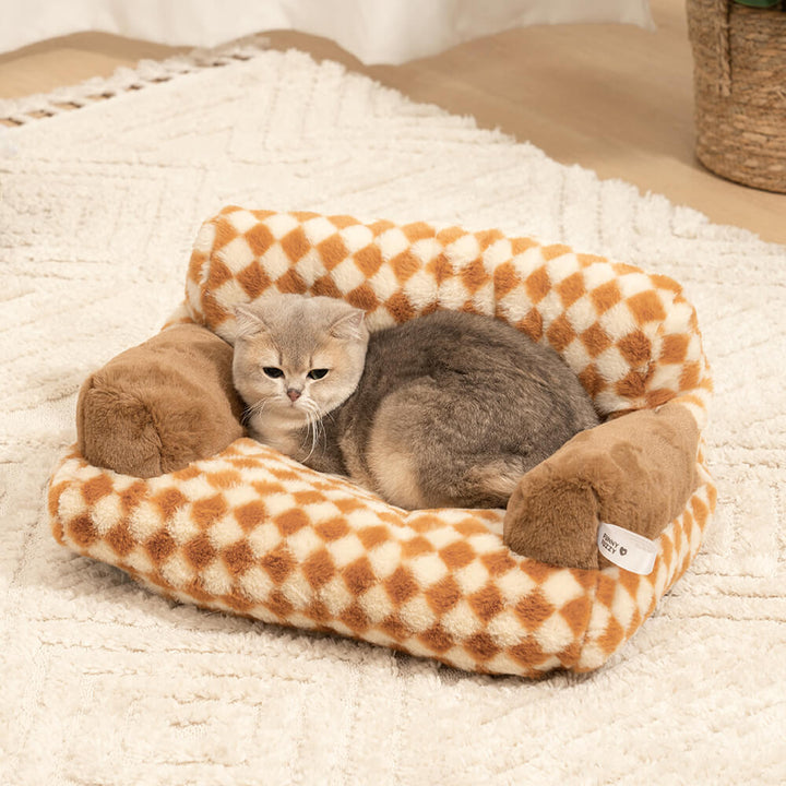 Diamond upholstered pet bed, perfect small dog or cat sofa, easy to clean design