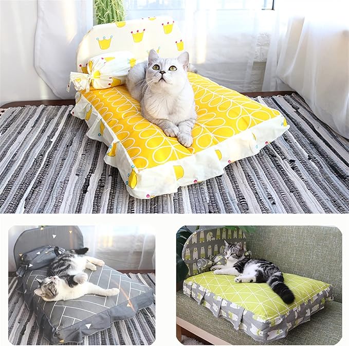 Cozy pet bed with backrest in gray, perfect for cats and small dogs to relax comfortably