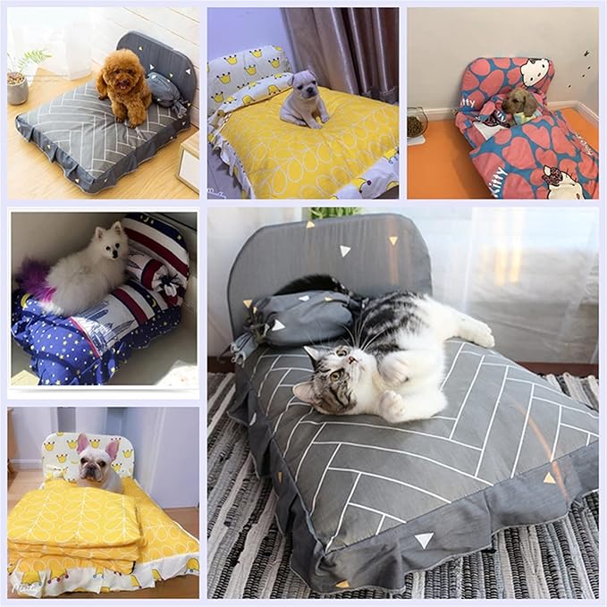 Plush pet bed for cats and small dogs, featuring a supportive backrest for cozy naps