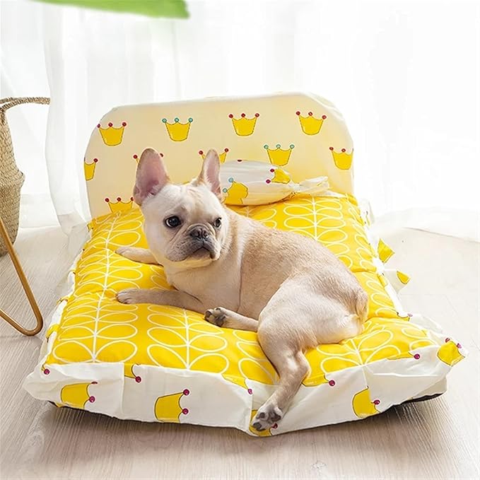 Ergonomic pet bed for small dogs and cats, featuring a high backrest for added support and coziness