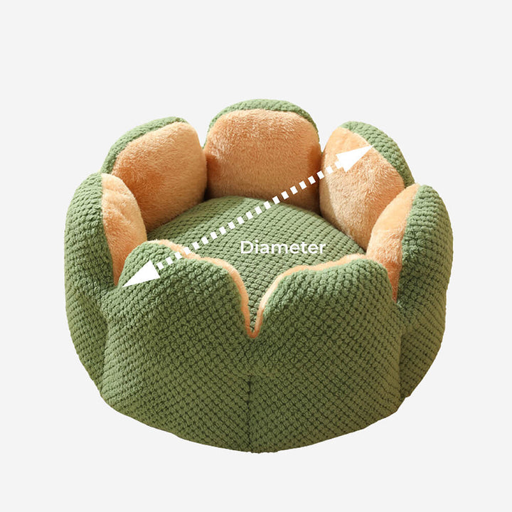 Warm and soft pet bed designed as a cozy cave, decorated with a stylish cactus pattern