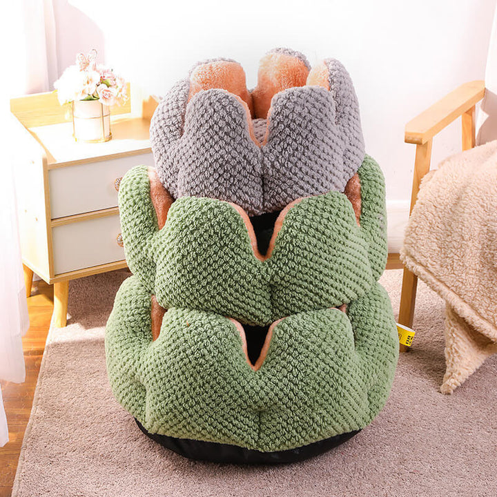 Unique design pet bed: a soft, plush cushion for cats or small dogs, featuring a cactus theme
