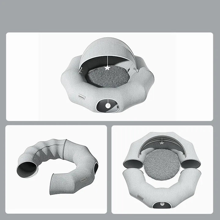 Warm cat bed/small dog bed, a pet house design with a removable roof & engaging play toy.