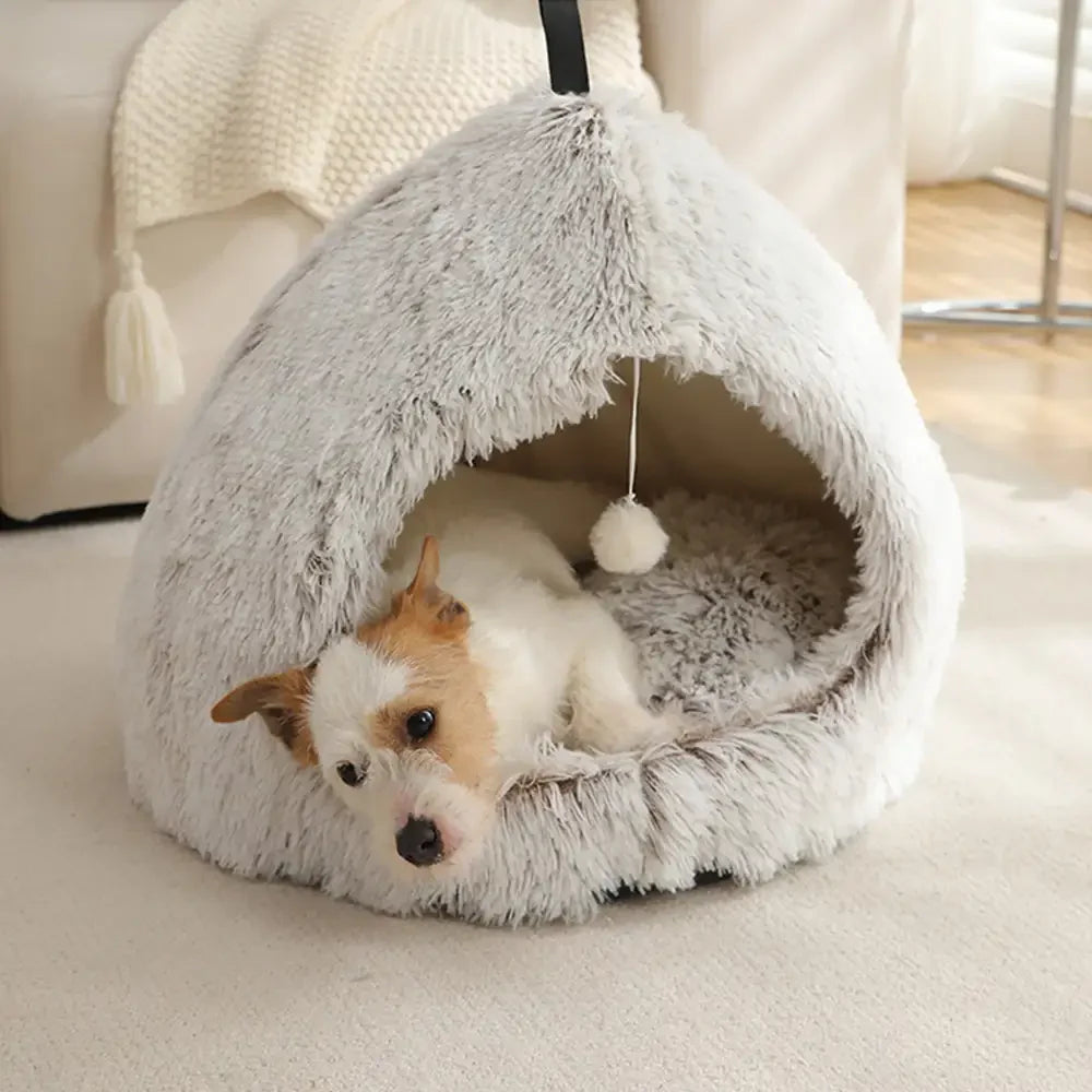 Washable pet bed cave with a cozy design for cats and small dogs