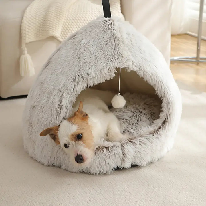 Washable pet bed cave with a cozy design for cats and small dogs