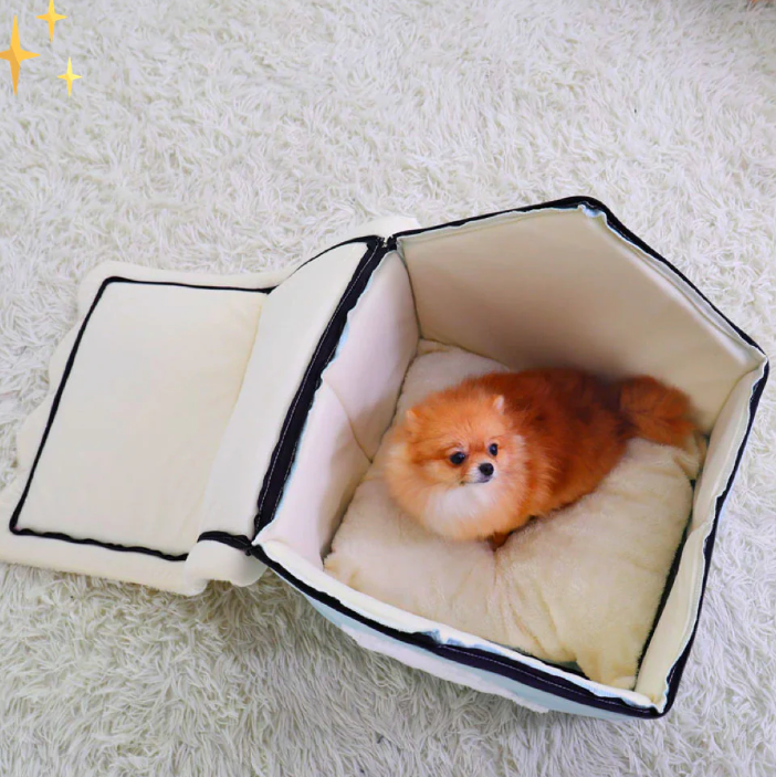 Washable cozy pet cave for dogs and cats, offering animal comfort and security