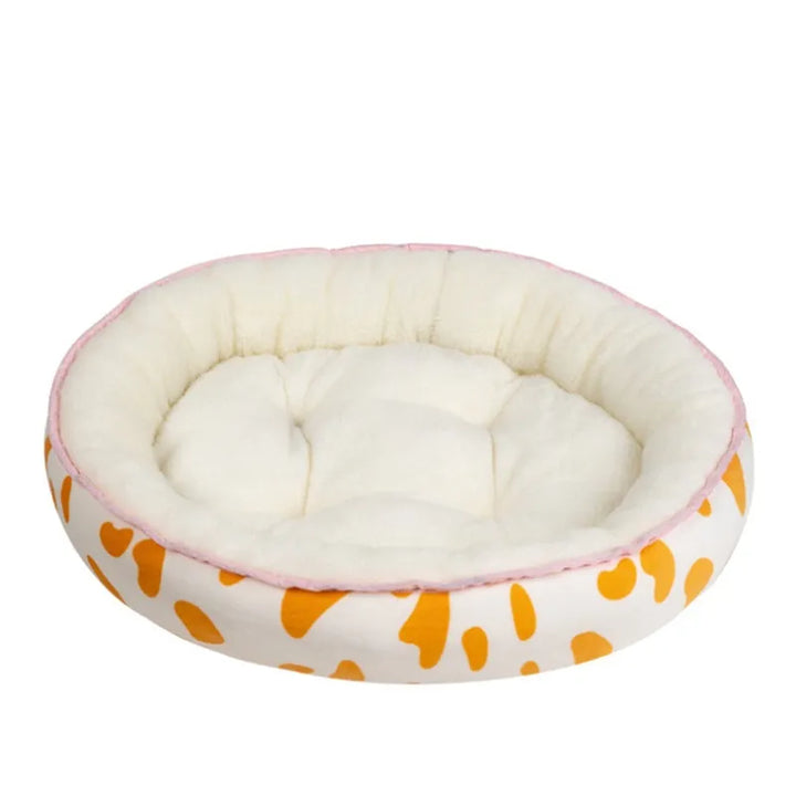 Cozy Pet Comfort Bed, soft round nest for dogs and cats, plush gray fabric petbed