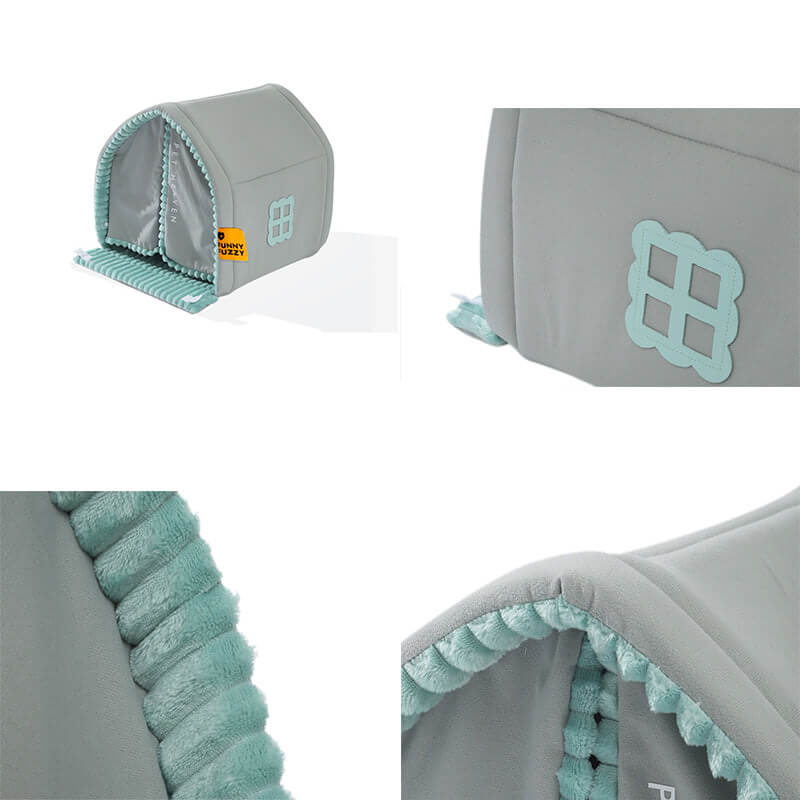 Enclosed pet house, a soft dog bed with double curtains, offering comfort & security