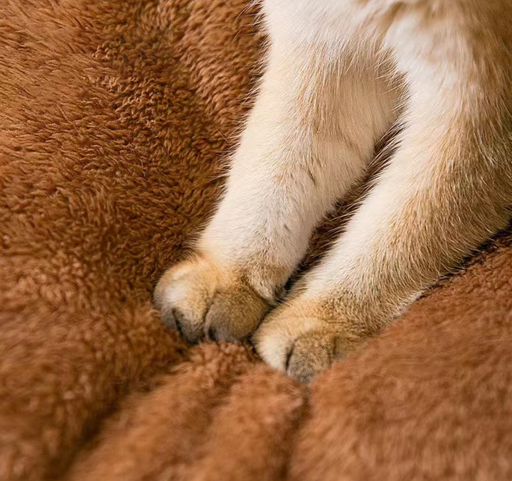 Plush brown pet house, a cozy warming bed for cats and small dogs, enhancing pet comfort.