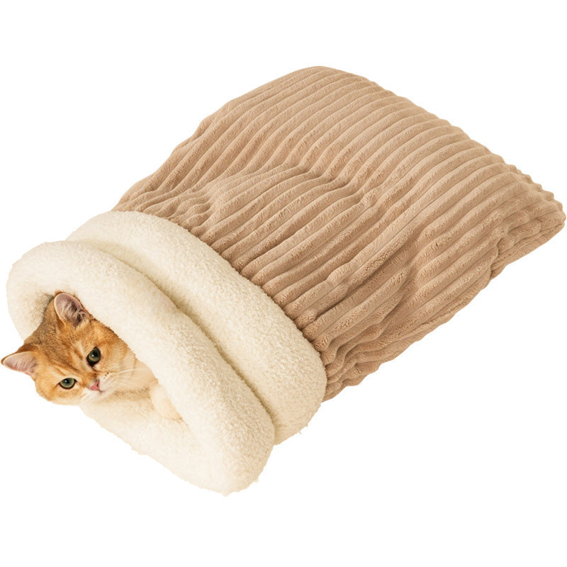 Cozy Pet Nest Hooded Bed for small cats and dogs, soft plush sleeping bag style for ultimate comfort