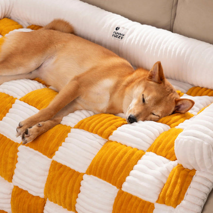 Plaid pet supplies: a cozy mat with anti-slip backing, perfect for any couch.