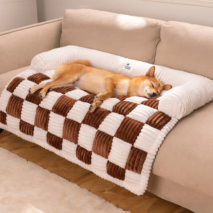 Pet mat in plaid, suitable for dogs and cats, featuring an effective anti-slip base.